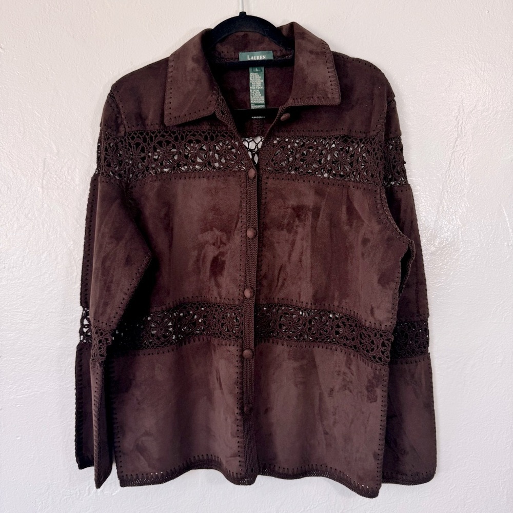 Ralph Lauren Vintage Faux Suede Crochet Shacket